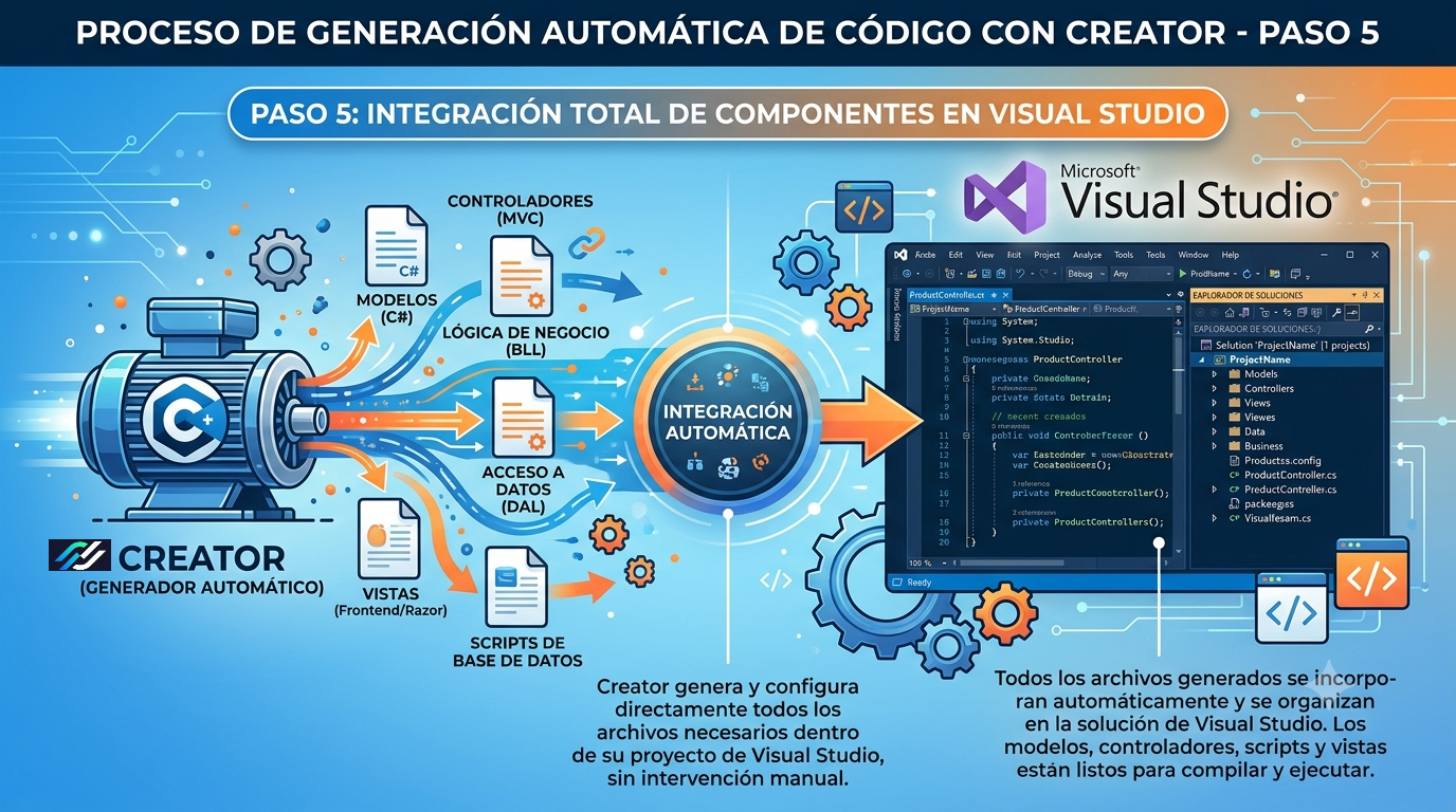 Interfaz de Creator automatizando la arquitectura de software